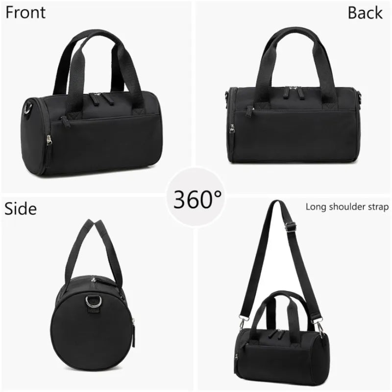 Customized Cylindrical Bag Logo Single Shoulder Hand-held Fitness Bag Women's Travel Bag Sports Bag Personalized Name Image