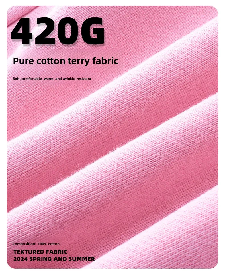 Custom LOGO men's new washed 420G European and American 100% cotton retro terry couple casual sports shorts