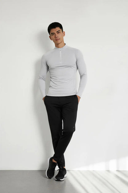 #9907-XIYU Custom LOGO Fitness Compression Sport Gym Running Exercise Elastic Long Sleeves half zip High neck Tops men T-shirt