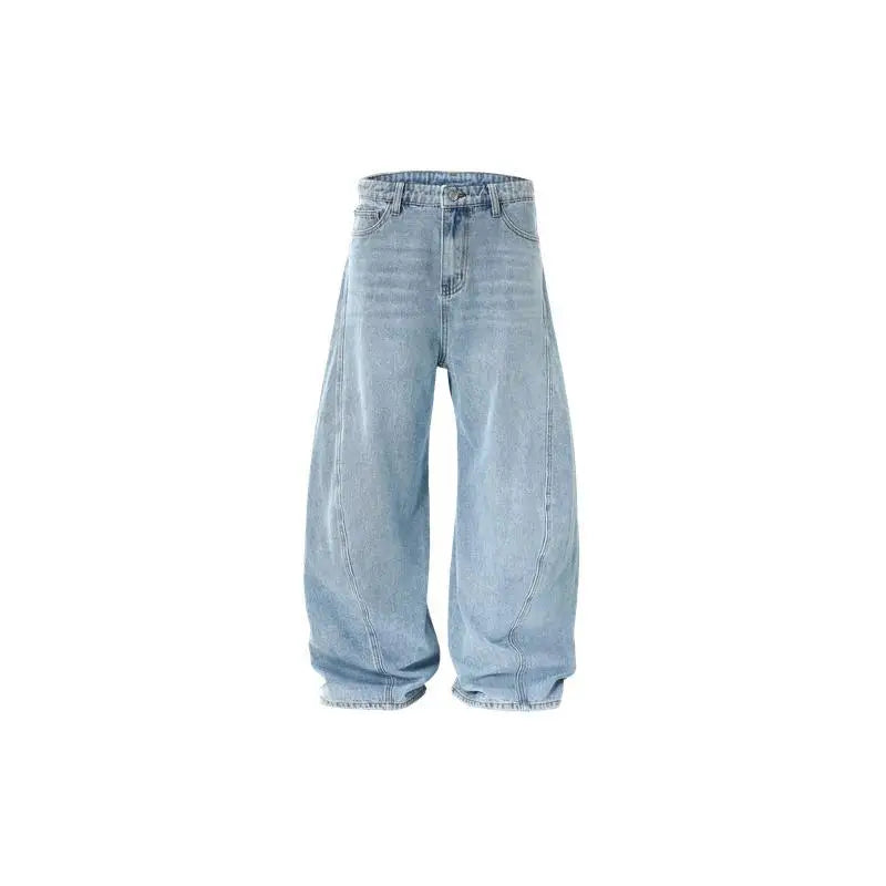 Custom LOGO men's 2026 denim scimitar pants cotton autumn new American retro washed old casual couple trousers