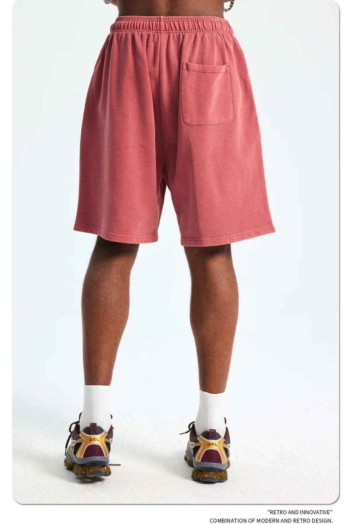 Custom LOGO men's new washed 420G European and American 100% cotton retro terry couple casual sports shorts