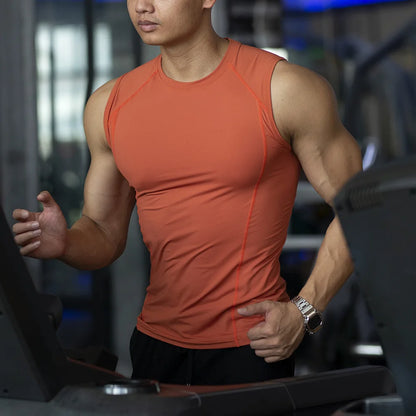 Custom LOGO men's fitness quick-drying vest tights vest elastic breathable sweat sleeveless high-elastic training clothes top