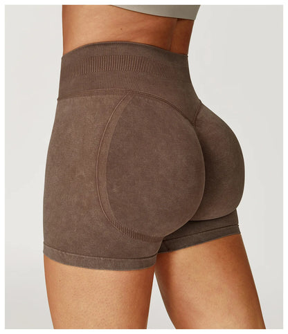 Sand Washed Yoga Shorts Women Yoga Shorts High Waist Workout Shorts Fitness Yoga Lift Butt Fitness Yoga Gym Running Short Pants