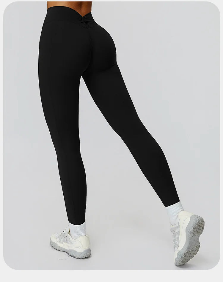 Customized LOGO women's yoga trousers high waist pleated leggings outdoor running sports fitness trousers