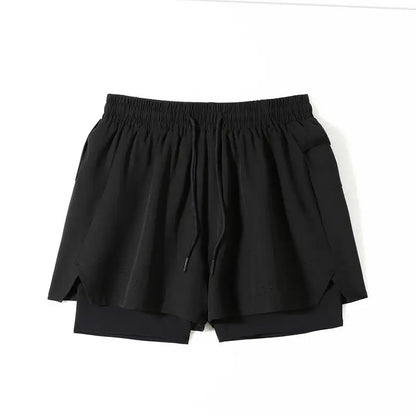 #51147-XIYU Custom LOGO Print Men's Running Shorts Quick-drying Fitness Black Double Layer Men New Sport Workout Training Short