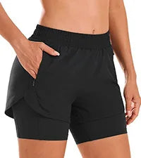 Custom LOGO women's breathable loose anti-light yoga zipper pocket outdoor mountaineering running sports shorts
