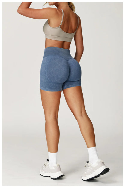 Sand Washed Yoga Shorts Women Yoga Shorts High Waist Workout Shorts Fitness Yoga Lift Butt Fitness Yoga Gym Running Short Pants