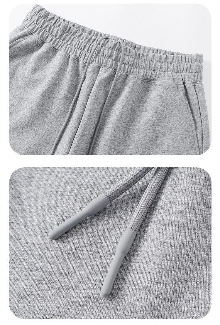 Personalized LOGO custom men's 320G cotton polyester vertical wide-leg pants drawstring elastic waist casual straight trousers