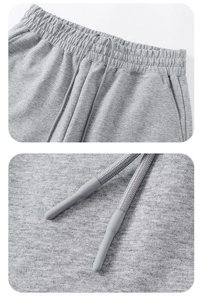 Personalized LOGO custom men's 320G cotton polyester vertical wide-leg pants drawstring elastic waist casual straight trousers