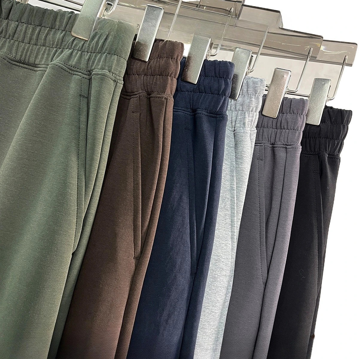 Personalized LOGO custom men's 320G cotton polyester vertical wide-leg pants drawstring elastic waist casual straight trousers