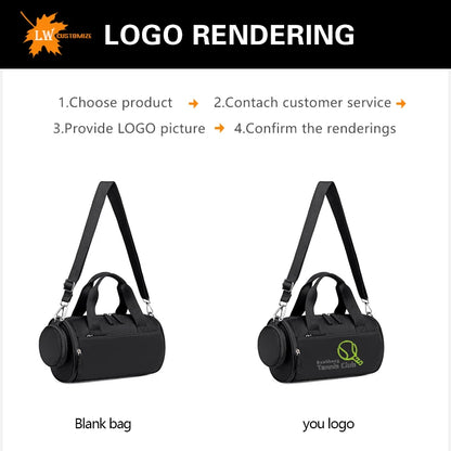 Customized Cylindrical Bag Logo Single Shoulder Hand-held Fitness Bag Women's Travel Bag Sports Bag Personalized Name Image