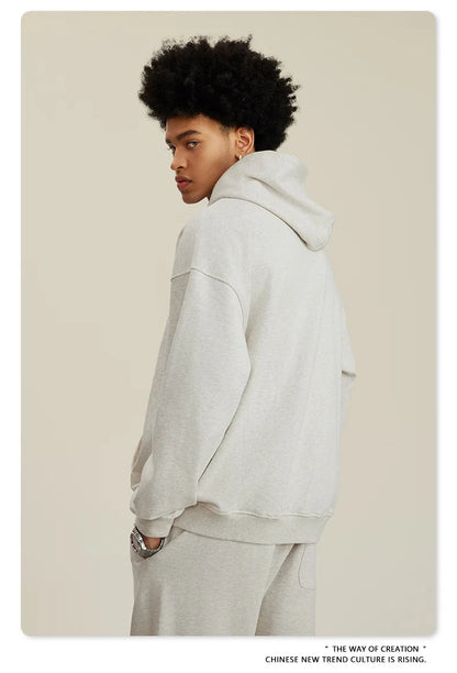 Custom LOGO men's and women's heavy 445G terry cotton and polyester casual sweater spring and autumn hoodie 2024 top