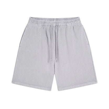 Custom LOGO men's new washed 420G European and American 100% cotton retro terry couple casual sports shorts