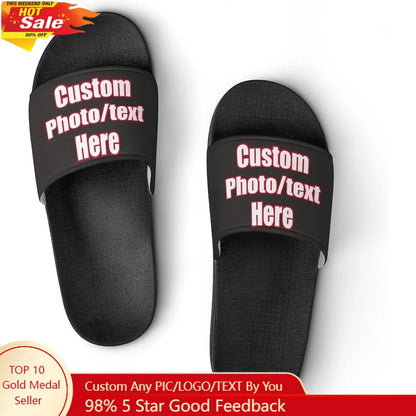 Custom Slippers Man Woman Tailor Made Slides Sandals Personalized Photo Text Customized Couple Bath Shoes Water Shoe