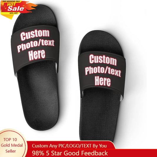 Custom Slippers Man Woman Tailor Made Slides Sandals Personalized Photo Text Customized Couple Bath Shoes Water Shoe