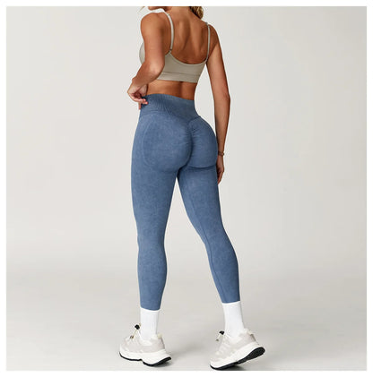 Custom LOGO Women's Seamless Sandblasting Yoga Pants High Waist Hip Lift Tight Running Sports Fitness Yoga Pants
