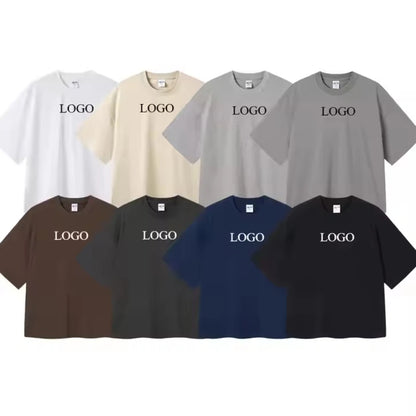 Customized LOGO men's clothing summer new 275G heavy 100% cotton short version loose T-shirt for men and women
