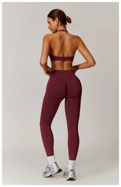 Customized LOGO women's peach buttocks seamless belly tight yoga pants running sports quick-drying fitness trousers