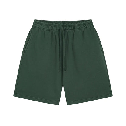 Custom LOGO men's new washed 420G European and American 100% cotton retro terry couple casual sports shorts