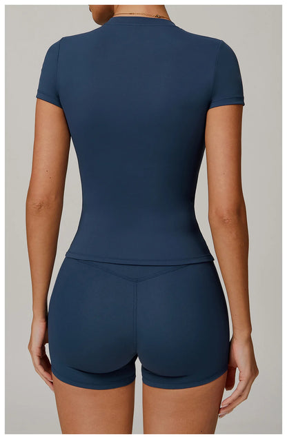 Custom LOGO women's summer short-sleeved t-shirt quick-drying yoga clothes fitness tops outdoor running sports short sleeves