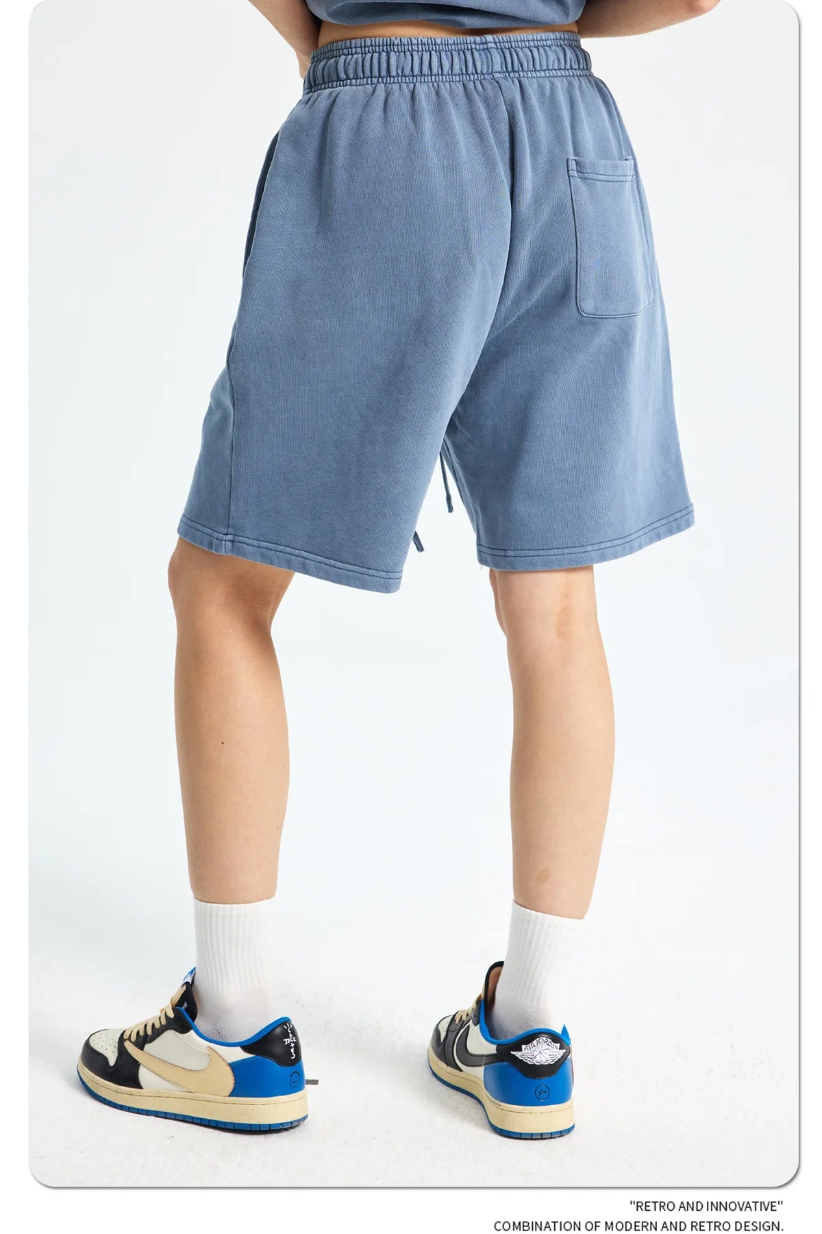 Custom LOGO men's new washed 420G European and American 100% cotton retro terry couple casual sports shorts