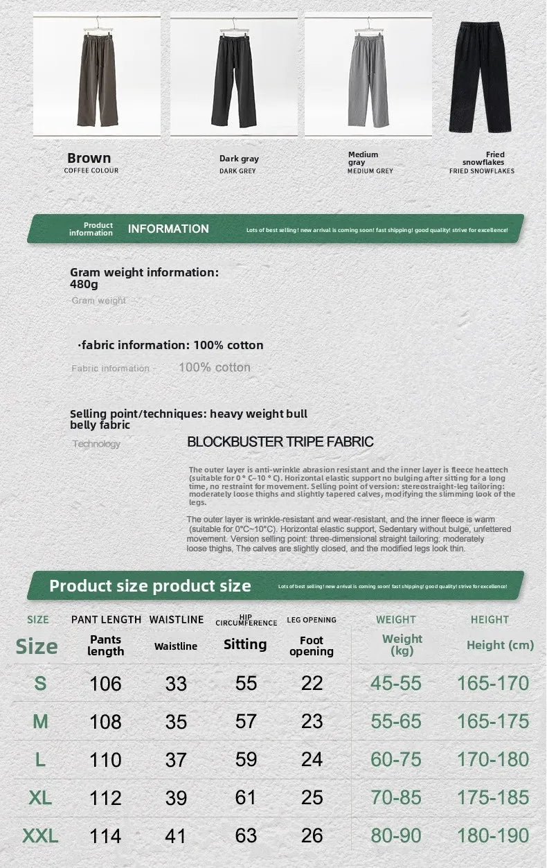 Customized LOGO Men's 2025 Autumn New 480G Heavy 100% Cotton Black Pattern Straight Loose Casual Pants
