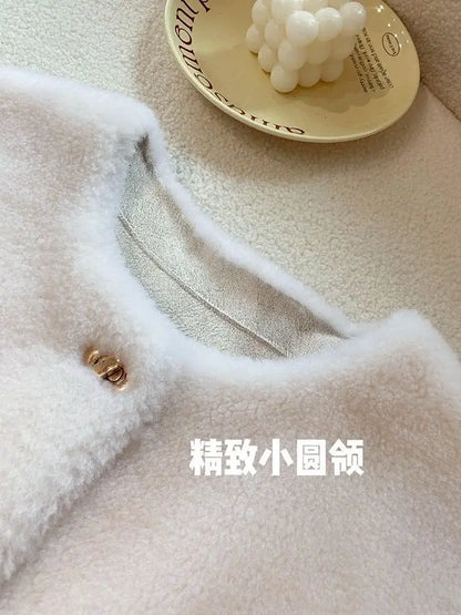 Lamb Fur Jacket for Women Pure Wool Fur Coats Particle Sheep Fleece Gold Buckle Composite Fur Integrated Women's Winter Coat FCY