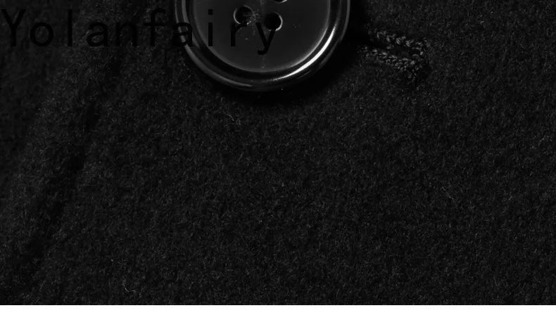 YOLANFAIRY Real Sheepskin Leather Patchwork Wool Coat for Men Autumn Trendy Short Cashmere Jacket Loose Streetwear ropa hombre