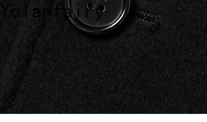 YOLANFAIRY Real Sheepskin Leather Patchwork Wool Coat for Men Autumn Trendy Short Cashmere Jacket Loose Streetwear ropa hombre