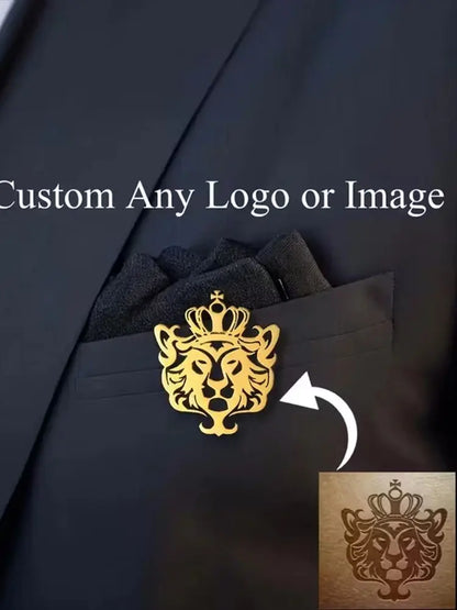 Custom Any Logo Image Brooch Stainless Steel Pins For Men Gentlemen Clothing Accessories Wedding Birthday Brooches Jewelry Gift