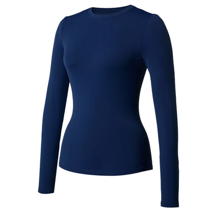 Custom LOGO Women's Naked Yoga Suit Long Sleeve T-Shirt Elastic Quick Drying Slim Fit Belly Running Fitness Top