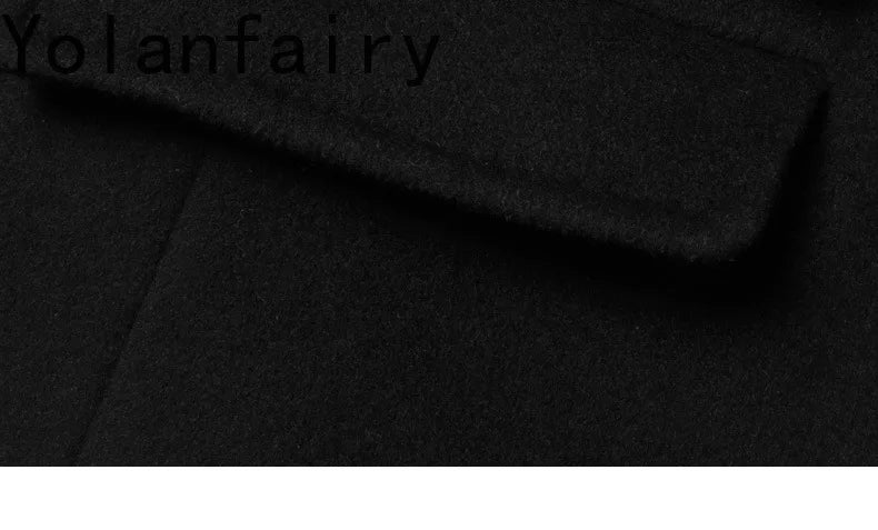 YOLANFAIRY Real Sheepskin Leather Patchwork Wool Coat for Men Autumn Trendy Short Cashmere Jacket Loose Streetwear ropa hombre