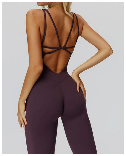 TRY TO BN Sports Jumpsuit Yoga Cross Beautiful Back Fitness Workout Bodysuit One Piece Sets Sportswear Running Gym Woman Clothes