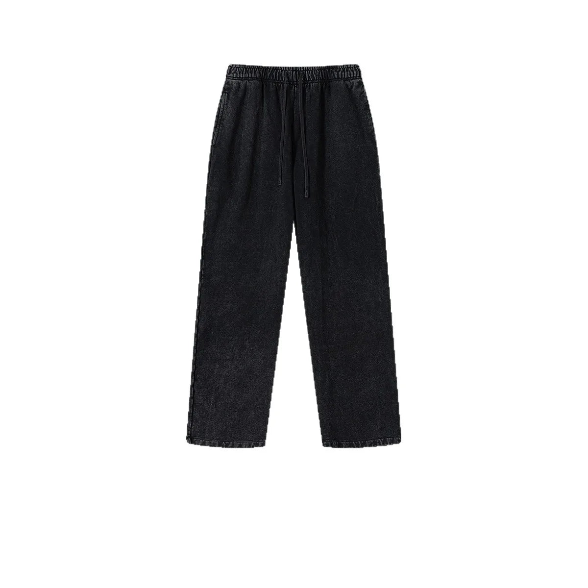 Customized LOGO Men's 2025 Autumn New 480G Heavy 100% Cotton Black Pattern Straight Loose Casual Pants