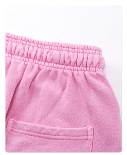Custom LOGO men's new washed 420G European and American 100% cotton retro terry couple casual sports shorts