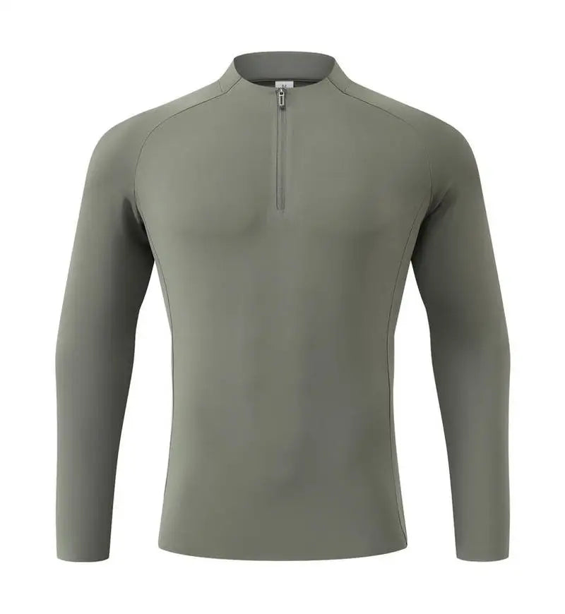#9907-XIYU Custom LOGO Fitness Compression Sport Gym Running Exercise Elastic Long Sleeves half zip High neck Tops men T-shirt