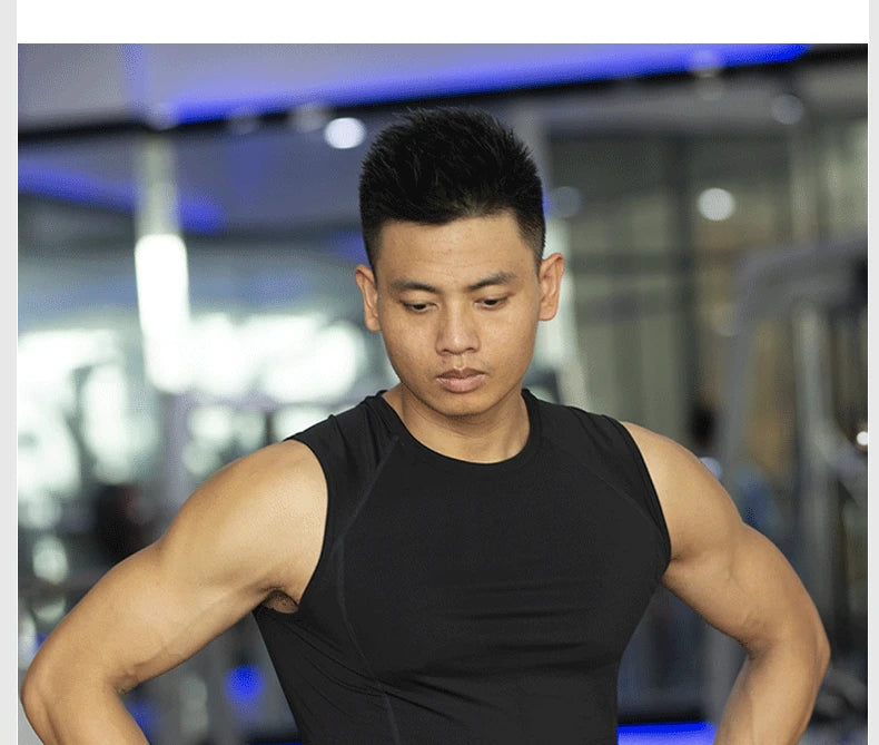 Custom LOGO men's fitness quick-drying vest tights vest elastic breathable sweat sleeveless high-elastic training clothes top