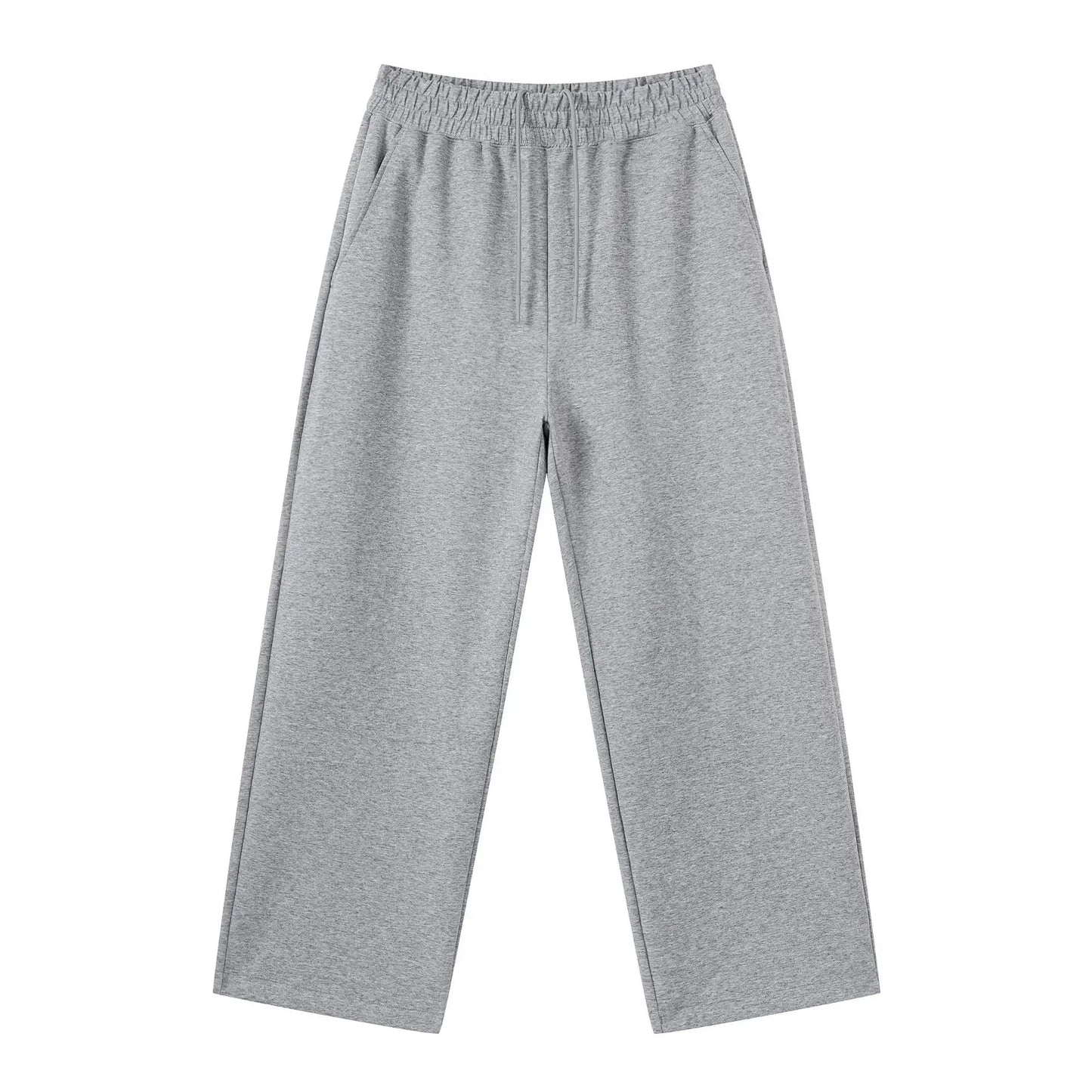 Personalized LOGO custom men's 320G cotton polyester vertical wide-leg pants drawstring elastic waist casual straight trousers