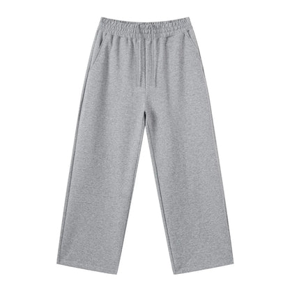 Personalized LOGO custom men's 320G cotton polyester vertical wide-leg pants drawstring elastic waist casual straight trousers