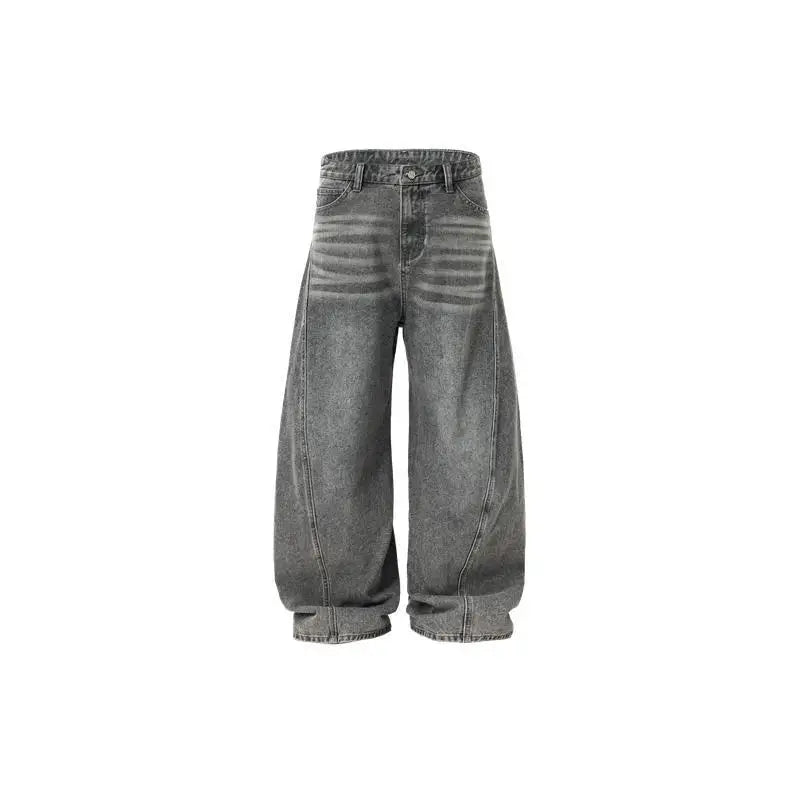 Custom LOGO men's 2026 denim scimitar pants cotton autumn new American retro washed old casual couple trousers