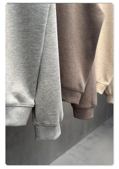 Custom LOGO men's autumn 320G heavy cotton new old money wind American retro polo sweater trousers loose suit