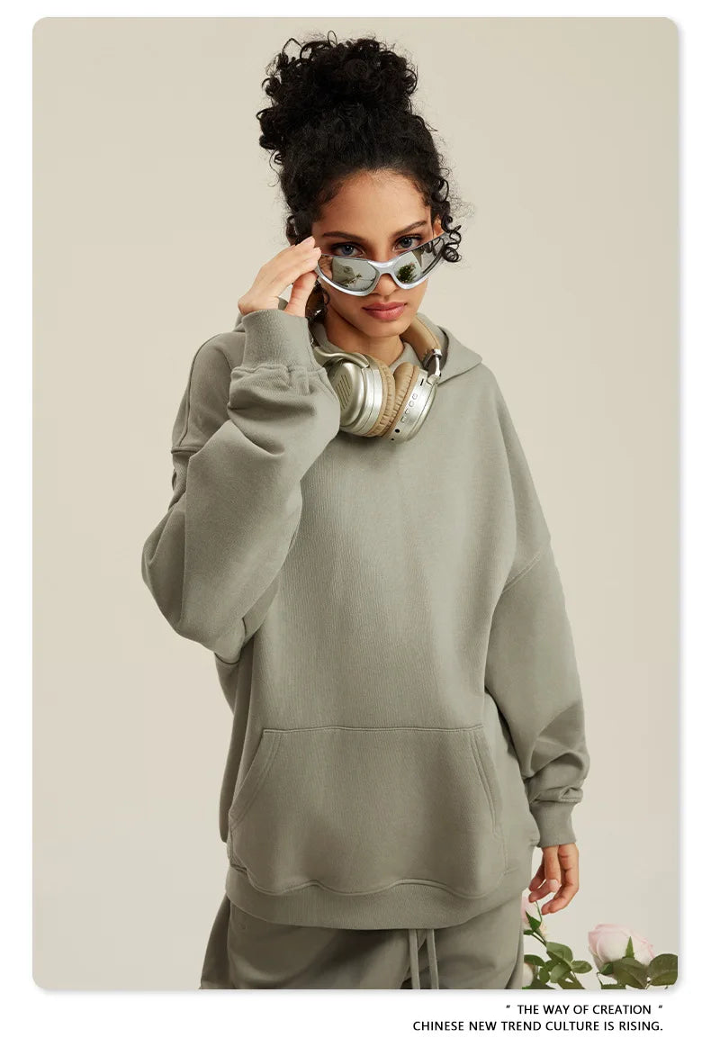 Custom LOGO men's and women's heavy 445G terry cotton and polyester casual sweater spring and autumn hoodie 2024 top
