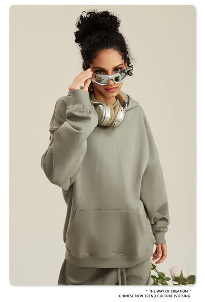 Custom LOGO men's and women's heavy 445G terry cotton and polyester casual sweater spring and autumn hoodie 2024 top
