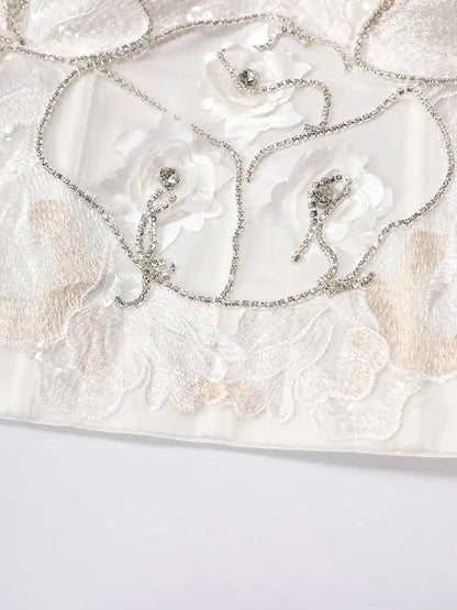 DEAT Fashion Fishbone Embroidery Lace Waist-sliming Tank Tops Women’s Pearl Embroidery Backless Sleeveless Camis Summer New