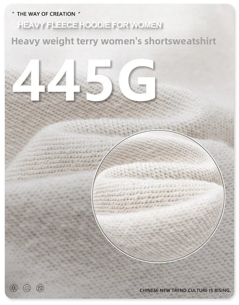 Customized LOGO women's new autumn blockbuster 445G big pocket hooded sweater short top