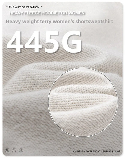 Customized LOGO women's new autumn blockbuster 445G big pocket hooded sweater short top