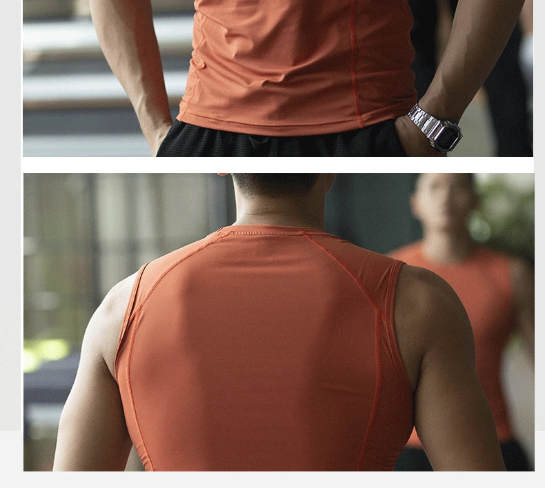 Custom LOGO men's fitness quick-drying vest tights vest elastic breathable sweat sleeveless high-elastic training clothes top