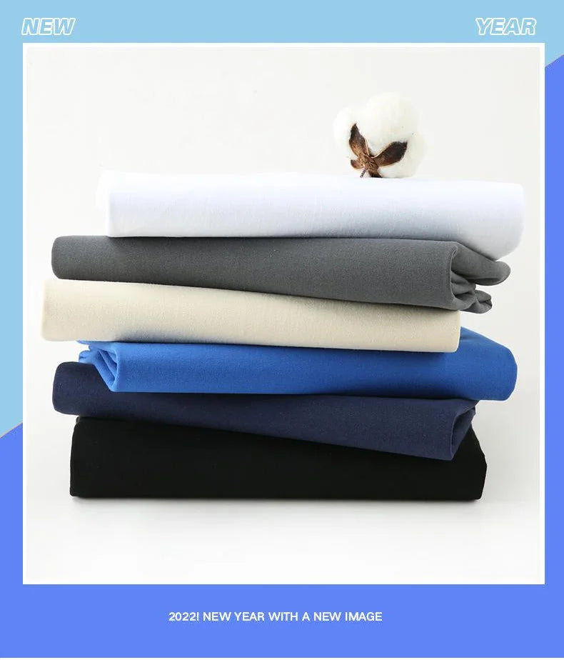 DIY Custom LOGO 260GSM 100% Cotton Heavy Weight Oversized Men T-shirt Long sleeves Pure Color For Winter Autumn Streetwear Tops