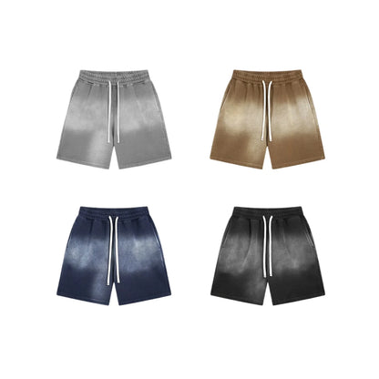 Customized LOGO men's new summer 305G heavy 100% cotton short-sleeved washing water old retro 430G shorts two-piece set