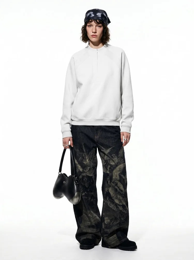 Custom LOGO Men's 2026 Cotton Stretch 350G Sweatshirt Autumn/Winter New Short Casual Half-Zip Windproof Couple's Jacket